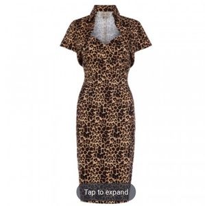 Lindy Bop ZsaZsa leopard print wiggle dress 16
